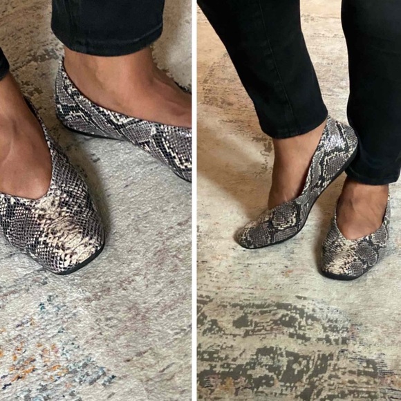 CORSO COMO TRISHINA SNAKESKIN SQUARE TOE SOFT LEATHER BALLET FLATS SIZE 8 - Picture 12 of 13